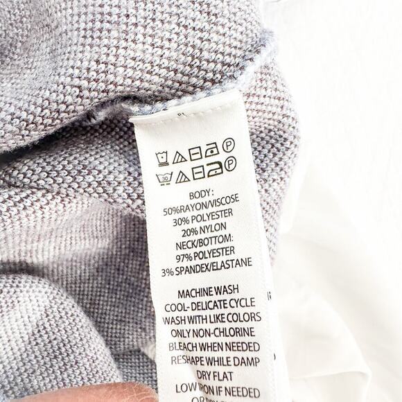 Rachel Zoe Blue Plaid Sweater Long Sleeve 2-in-1 Top Workwear Size L - Picture 4 of 5